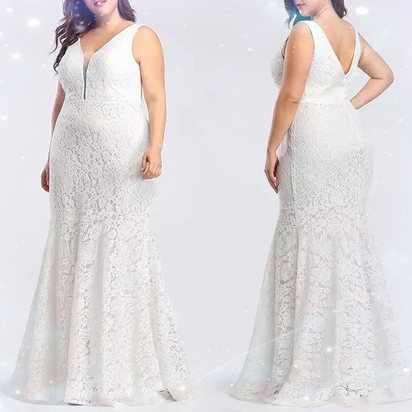 ⭐️Minimal Mermaid Chic Full Lace Wedding Gown,4-22 - Picture 2 of 8